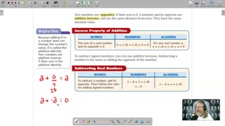 Algebra 1 - Chapter 1, Lesson 2 - Adding and Subtracting Real Numbers
