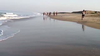 Slow Motion Of Kids Beach Race