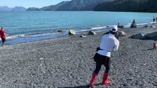 Alaskan Fisherwoman Slaying Salmon
