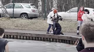 This man is risking his own life to save a drowning dog