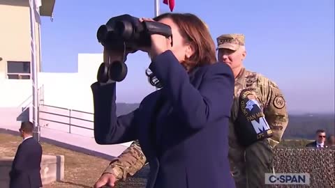 Looking Through Binoculars, Kamala Harris Reacts to Seeing the DMZ: ‘It’s So Close!’