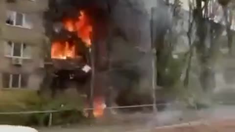 Hitting the houses of a missile shot down by the Ukrainian air defense