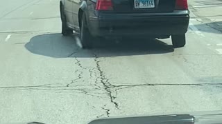 Car Drives Along With Serious Alignment Issue