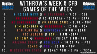 Withrow Releases Week 5 College Football Picks