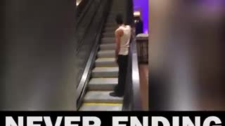 Drunk Guy On Never Ending Escalator