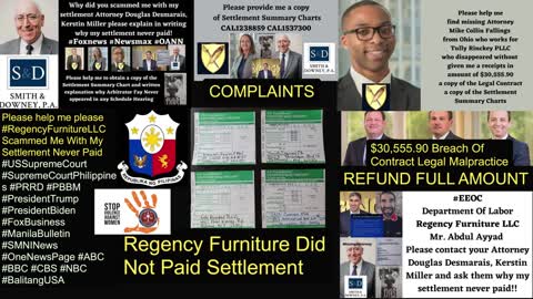 Supreme Court / Regency Furniture Inc / Did Not Paid Victim Settlement / Owner Abdul Ayyad / Ahmad Ayyad / Smith Downey PA / Tully Rinckey PLLC / FoxBusiness / SMNINews / UNTV / Manila Bulletin / New York Post / KTLA News / ABC / BBC / CBS / NBC / Better
