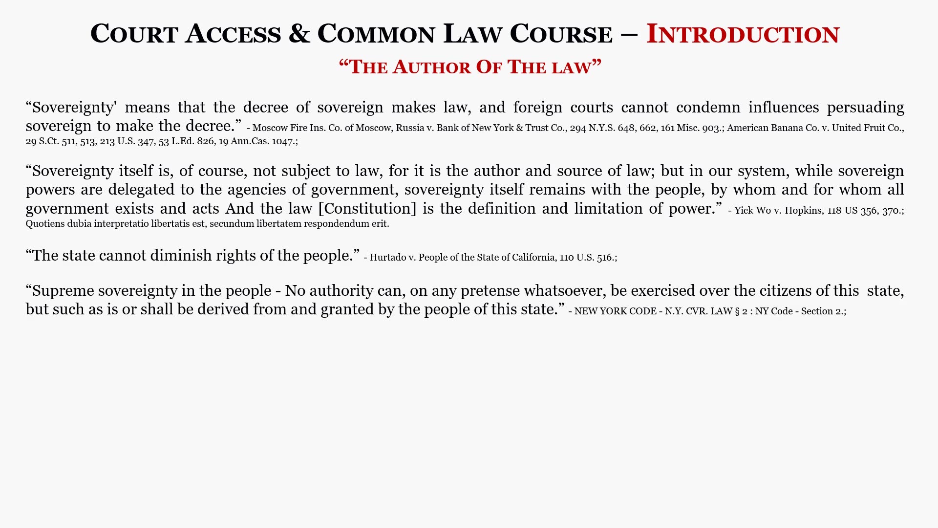 Court Access and the Common Law Course Introduction