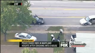 4X4 High Speed Police Chase... Crashes Into A House