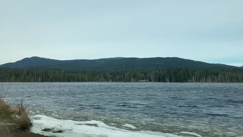 Beautiful lake in British Columbia in the winter the waves are very relaxing