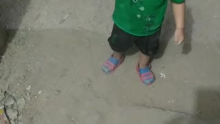 Funny Baby Playing With Sand