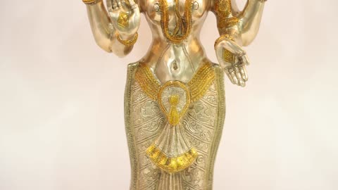 32" Standing Goddess Lakshmi In Tripler Chola Brass | Handmade | Made In India | Exotic India Art
