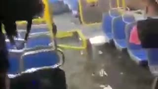 Bus in flood waters