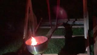 Backyard Catapult Launches Flames Skyward
