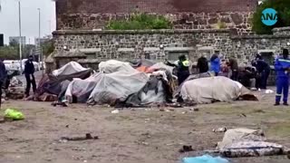 City of Cape town law enforcement searching and writing fines for homeless