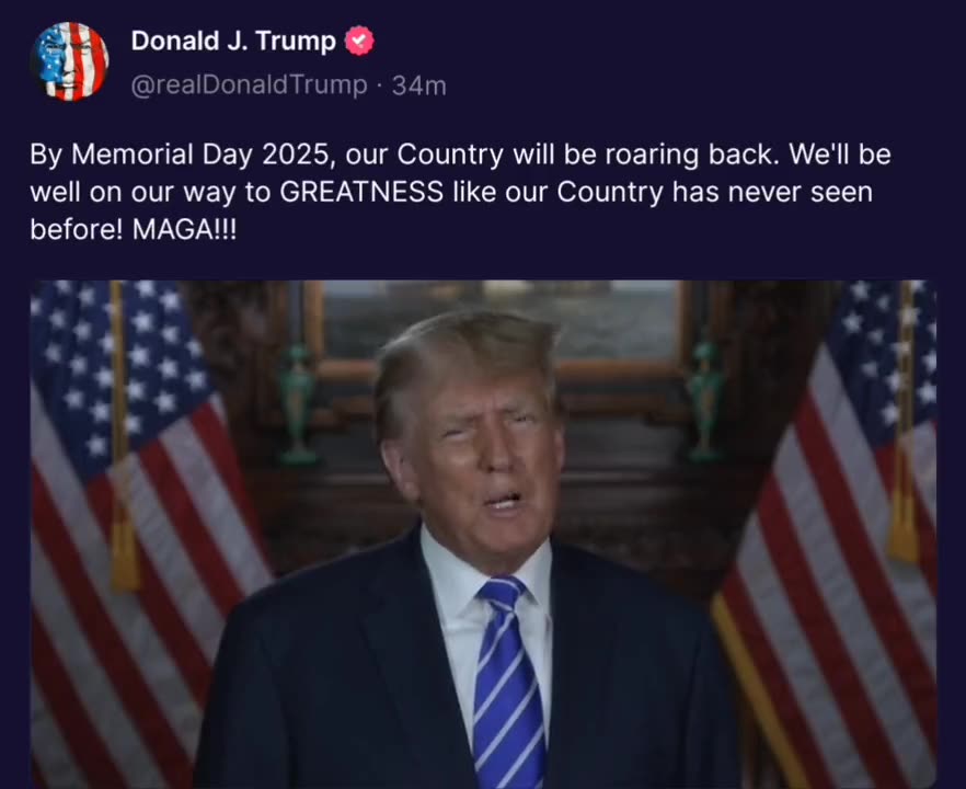 By Memorial Day 2025, our Country will be roaring back. We'll be well