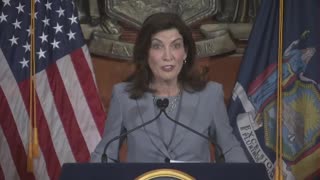 Reporter to Governor Kathy Hochul: "What do you say to legal gun owners?"