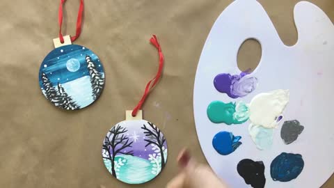 'Mini Winter Scenes' - easy hand painted ornament tutorial - DIY painted Christmas ornaments