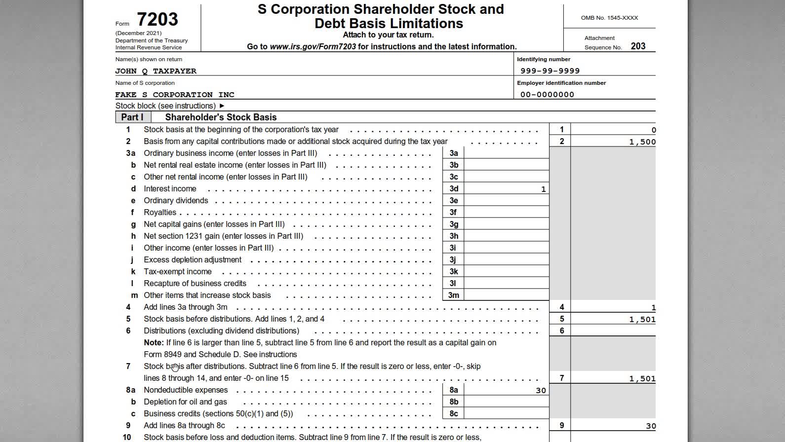 How to Complete IRS Form 7203 S Corporation Shareholder Basis