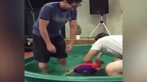 Funny videos about adults and children who need to be baptized.