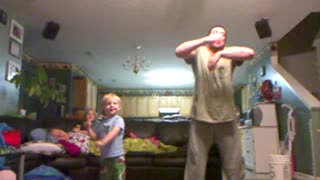My son and I playing Kinect Sports