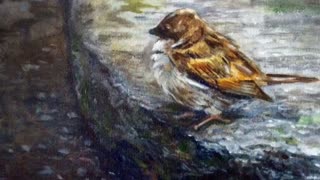 New Impressionist Oil Bird Painting Landscape Artwork By Hilary J England