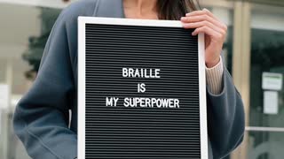 Woman Holding Board with a Message