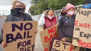 Angry protesters outside Mitchells Plain Magistrates’ Court