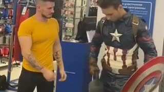 Marvel Captain America Hilariously bodybuilder prank funny VIDEO tiktok