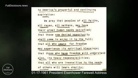 January 17th, 1961 President Eisenhower Farewell Address (Military-Industrial Complex)