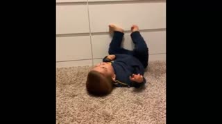 Toddler practicing his temper tantrum technique