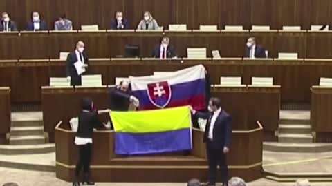 Watch Slovakia parliament members trying to disrespect their own flag