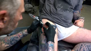 Mark Wahlberg portrait Tattoo progress clip