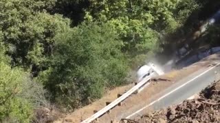 Truck Slides down Mountainside