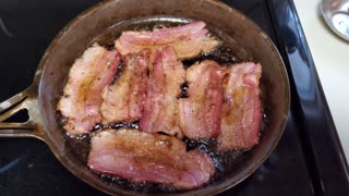 Homemade Bacon frying