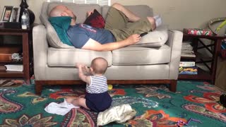 Cute Babies At Home With Dad