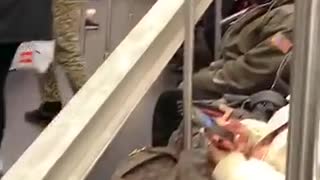 Random gray metal beam inside subway train