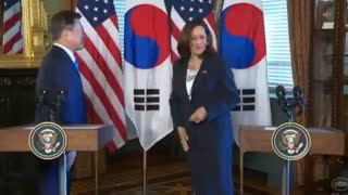 Kamala Harris Appears to Wipe Off Her Hand After Meeting South Korean President