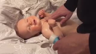This baby definitely loves spa night