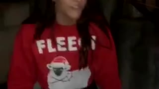Girl Joking Around at a Christmas Party
