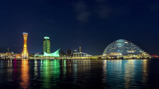Time-lapse 4K skyline of Kobe port at night Related Keywords