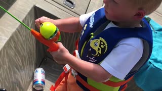 3-year-old Tosses Rod After Catching His First Fish
