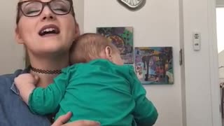 Baby Falls Asleep To Mom's Beautiful Singing