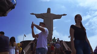 Great Time Lapse Video of tourists Visiting the Statue of Christ the Redeemer in Rio de Janeiro