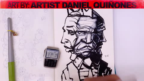 Time-Lapse comic, graffiti styler art without lifting pencil | art by - Artist Daniel Quinones
