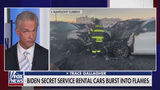 Biden Secret Service rental cars burst into flames.