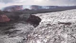 Hawaii's Mauna Loa volcano spews lava