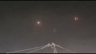 Iron Dome Rocket interceptors launched against rockets fired from Gaza towards Ashkelon, Israel