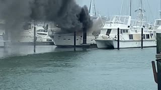 Boat Engulfed in Flames After Lightning Strike