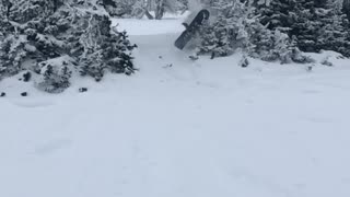 Snowboarding guy runs into tree fail
