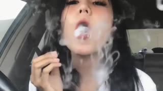 Young European woman smoking Shisha